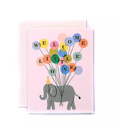 Welcome Little One Elephant Card cover