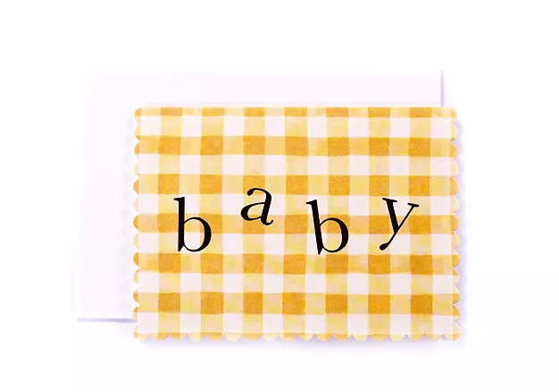 Yellow Gingham Baby Card cover