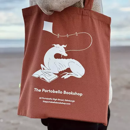 The Classic Portobello Bookshop Burnt Orange Tote, Illustrated by Amos O'Connor cover